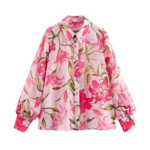 Blusa holgada con estampado de flores para mujer, Pnnrk, Altoa única