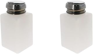 Auniwaig 2Pcs Push Down Liquid Pump Dispenser with Sealing Ring, 200ml Empty Bottle Container, for Storing Nail Alcohol