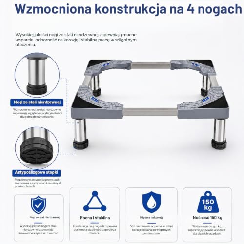 SSEHCWAN Podstawa do pralki, cokół do pralki, do lodówki, suszarki i zamrażarki, obciążenie 150 kg, szerokość (40-60 cm)