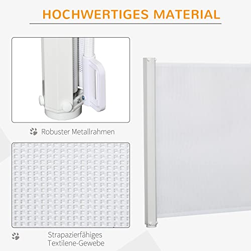 PawHut Hunde Türschutzgitter Treppenschutzgitter Treppenschutz Sicherheitstrennwand Trennwand Türschutz Treppenschutzgitter ausziehbar treppenschutzrollo Rollo Einrollbar PVC Weiß 115 x 82,5 cm