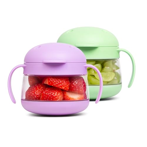 Image of Ubbi Tweat Snack Container for Kids & Toddlers, Purple & Sugar Snap Green