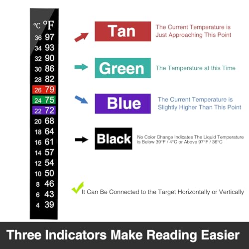 Image of 5PCS Aquarium Thermometer Strips,Fish Tank Thermometer Adhesive Sticker for Brewing Kombucha, Beer, Wine, Fish Tank,Digital Temperature Display 39-97F (4-36C) (5)