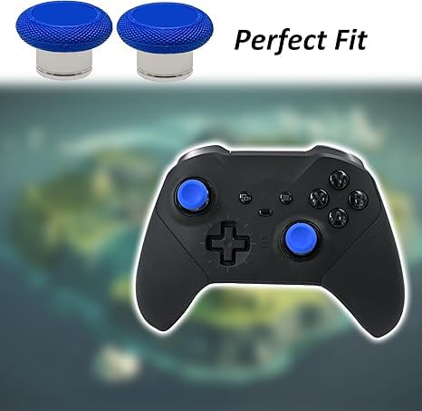 Image of 2 Pcs Metal Short Thumbsticks Replacement for Xbox Elite Series 2 Controllers,Short Concave Magnetic Analog Joysticks for Xbox Elite Series 2 Core Standard Height Thumbsticks(Blue)
