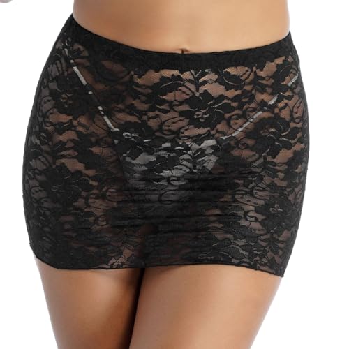 Sinleey Frau Minirock Enge Kurze Sexy Rock Transparent Spitze Rock Figurbetonte Unterwäsche Schwarz Einheitsgröße Sinleey Frau Minirock Enge Kurze Sexy Rock Transparent Spitze Rock Figurbetonte Unterwäsche Schwarz Einheitsgröße