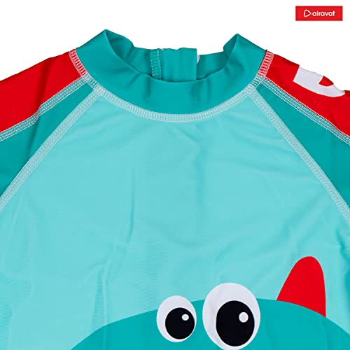 Image of AIRAVAT Children Swimsuit Set, 1513 Dino Kids Bathing Suit Swimwear, Half Sleeves 1 Piece Swimming Wear for Kids, Swimming Costume for Kids