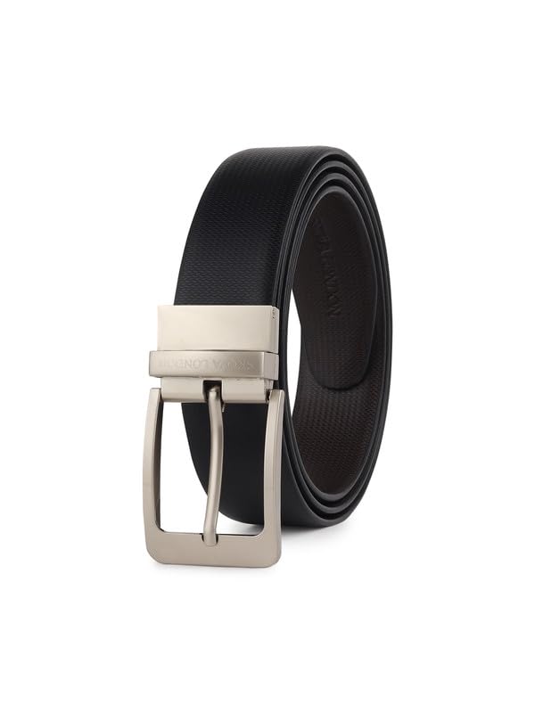 SKOVA LONDON Men Black & Brown PU Leather Reversible Belt | Stylish Formal & Casual Belt for Men | Adjustable Pin Buckle | Suitable for Casual, Formal & Party | Reversible PU Leather Belts