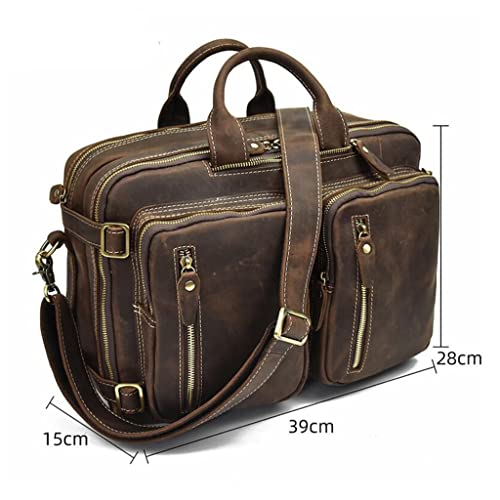 European and American Men's Briefcase Multifunctional Handbag Leather Shoulder Bag to Work Computer Bag2