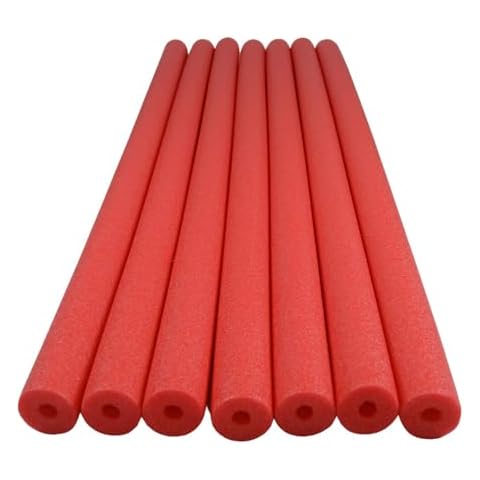 Pool Swim Noodle, FixFind 7 Pack 52 Inch Hollow Foam Pool Swim Noodle, Bright Foam Noodles for Swimming, Floating and Craft Projects (Red) Cover
