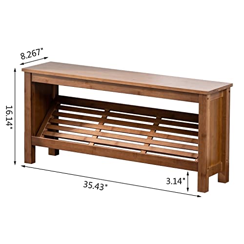 Sobibo Shoe Rack Bench, Narrow Bamboo Shoe Storage Organizer, Entryway Bench,For Entryway Bathroom Bedroom-35.4’’ #TOP1