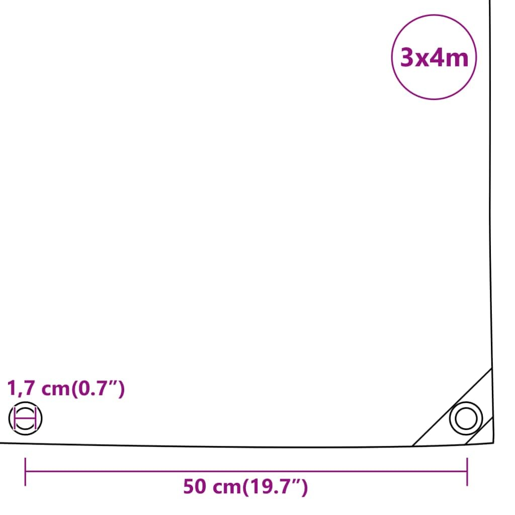 Telone di copertura, antracite, con rivestimento in PVC, 3 x 4 m, 650 g/m², resistente alle intemperie, impermeabile, resistente ai raggi UV, resistente alla muffa, con occhielli, per