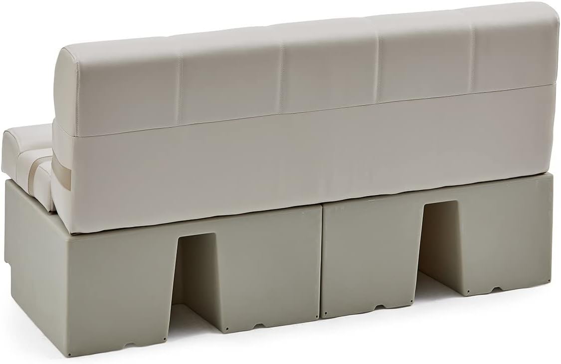 DeckMate Complete 55" Premium Pontoon Boat Seat Bench and Base - Ivory, Tan and Beige