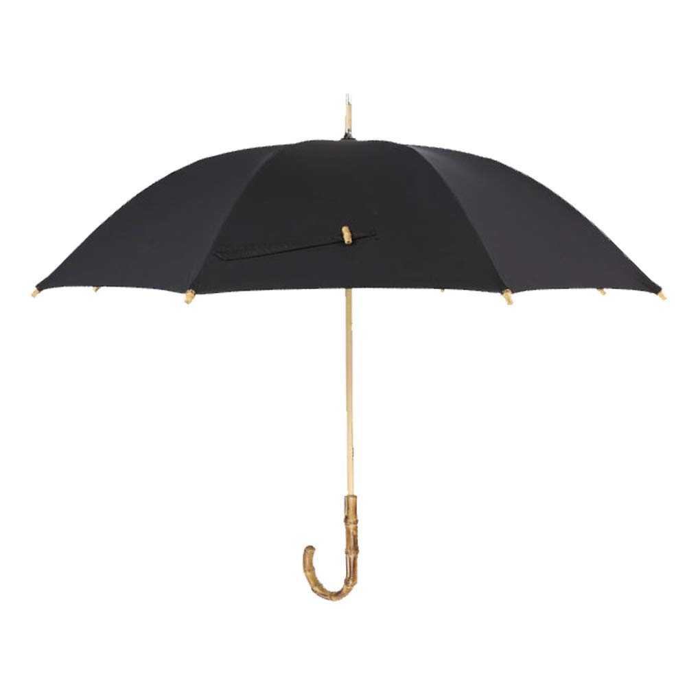 Paraguas De Mango Largo, Tejido Grueso Con Memoria, Superficie De Paraguas De 0 Transmisión De Luz, Con Mango De Bambú, Paraguas De Lluvia O Sol, UPF50 +, Con Funda Protectora Portátil, Negro