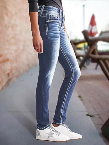 Flamingals Skinny Jeans for Women Stretchy Mid Rise Bootcut Butt Lifting Denim Pants3