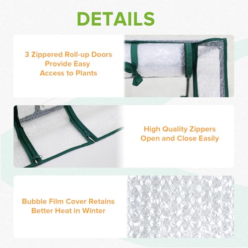 Image of EAGLE PEAK Tunnel Greenhouse Garden Green House with Roll-Up Zipper Doors, Portable 96 inchx36 inchx36 inch, Bubble Film Cover, White