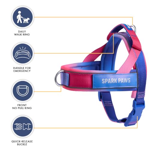 Image of Spark Paws No Pull Front Clip Dog Harness - Easy On, Padded and Lightweight | Two Clips, On in Seconds, Chest Bearing, Australian Style, No Throat Pressure, for Small Medium and Large Breeds