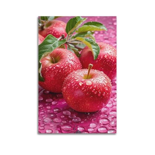 Poster suspendu pommes rouges 60x90 cm tableau moderne fruits eau