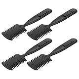 COLLBATH 4 Pezzi Pettine Rasoio Doppia Lama per Sfoltire Capelli Professionale Strumento Taglio Capelli per Rifinire Doppie Punte Leggero Antiscivolo per Uso Salone e Casa Nero