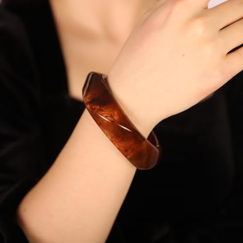 Image of JWICOS Resin Bangle Bracelet for Women Acrylic Cute Chunky Bracelet for Women Exaggerated Irregular Acrylic Resin Wristband Bracelet Bangle