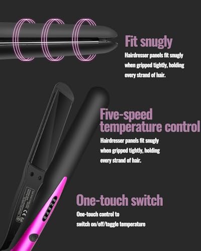 Hair Straightener,Hair Straighteners for Women,Ceramic Panel with 4-Step Temperature Setting and Anti-scalding (Rose) - Image 6