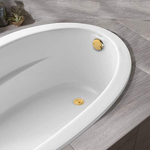 Artiwell Lift & Turn Tub Trim Set With Two-Hole Overflow Faceplate, All Brass Bathtub Conversion Kit Assembly With 2-Hole Overflow Face Plate And Universal Fine/Coarse Thread (Polished Brass) #TOP1