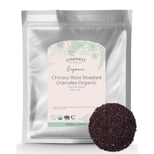 Starwest Botanicals Organic Chicory Root Roasted Granules - Caffeine Free Coffee Substitute, Herb for Tea, Baking, & Herbal Blends, Certified Kosher, Non-GMO - Bulk 1 lb Bag