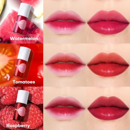 Image of bayfree Lip Tint Stain Set, 3 PCS Korean Water Tint Lightweight Non-sticky, Waterproof Long Lasting Liquid Blush & Lip Stain, Transfer-Proof, Matte Finish Lip Color Makeup (fruit platter)