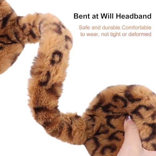 XIAOHAWANG Mädchen Winter Ohrenschützer Jungen Warme Langer Plüsch Ohrenwärmer Kältedicht Faltbare Kinder Damen (Leopard Gelb)