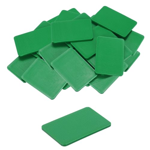 QUARKZMAN 100pcs Cuñas Plásticas, 60x40x3mm (L*An*Grosor) Espaciadores de Plástico Cuñas para Azulejos Placas de Compensación Niveladores Flexibles para Ventanas Muebles Puerta, Verde