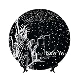 Kuilepa New York City1 Deko-Teller für Heimdekoration, Keramik-Display-Teller mit Ständer, für Esszimmer, Küche, Wohnzimmer, Tischdekoration, 25,4 cm