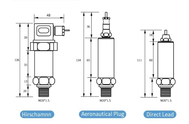 Transmetteur de pression DC24V G1/2 étanche et transducteur 0-40Mpa
