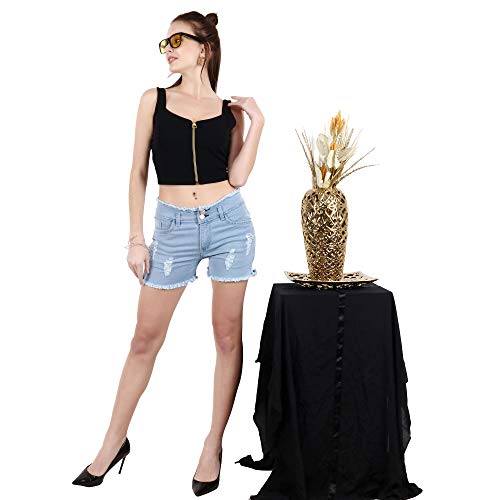 Image of POPWINGS Solid Casual Sleeveless Regular-Fit Crop Tops for Women with Front Chain| Crop Tops for Women Stylish Western Summer Wear