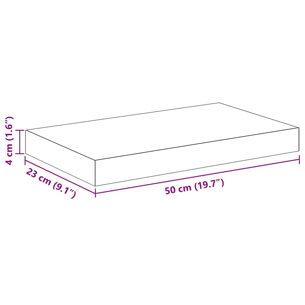 Juego de 4 estantes flotantes, roble blanco, 50 x 23,5 x 3,8 cm, estantes de pared de MDF de abeja, metal, montaje invisible, salón, dormitorio, cocina, baño, pasillo