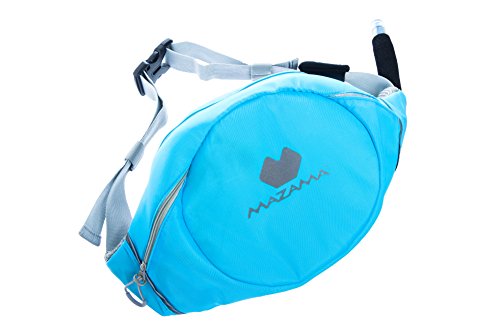 Mazama Designs Sidestream Go, 1.3 Liter Stand Up Paddle Board and Running Hydration Pack with Retracting Drink Tube, Hydration Belt, Aqua Blue