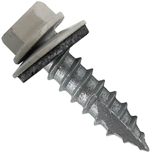 #14 Metal Roofing Screws: 250 x 1" Ash Gray Hex Head