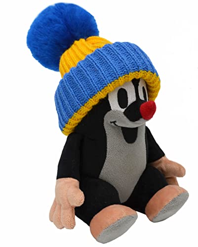 Doudou en peluche la petite taupe parlante de 20 cm avec bonnet bleu