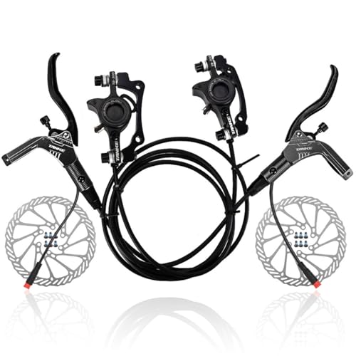 HZXQCVB Kit De Freins À Disque pour E-Bike 2 PIN Freins À Disque Hydrauliques avec Rotors De 160mm Avant Gauche 890mm Arrière Droit 1570mm Leviers en Alliage D'aluminium pour Scooter(Black)