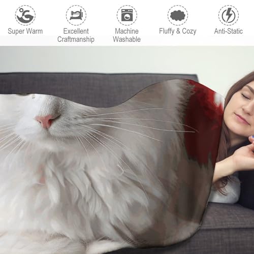 Couverture de plage ronde motif chat blanc en coton microfibre à franges de 150cm - 4
