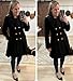 GRACE KARIN Women's Lapel Double-Breasted Thick A Line Black Trench Coat Jacket L