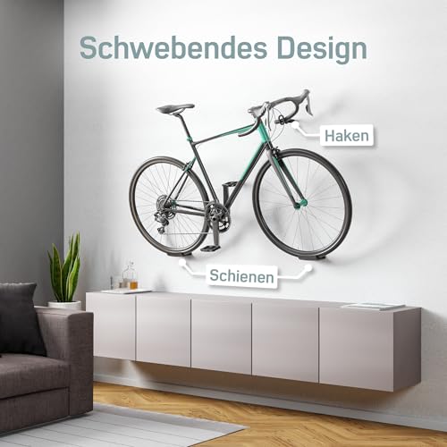 Borgen Fahrrad Wandhalterung - Rennrad Fahrradhalter - Rahmen und Fahrrad schonend bis 18 kg, minimalistisch - Rennrad Wandhalterung horizontal