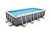 Produktbild Bestway Power Steel Deluxe 488x244x122 cm, Frame Pool eckig im Komplett Set in Rattan-Optik, inklusive Filterpumpe, Sicherheitsleiter und Abdeckplane
