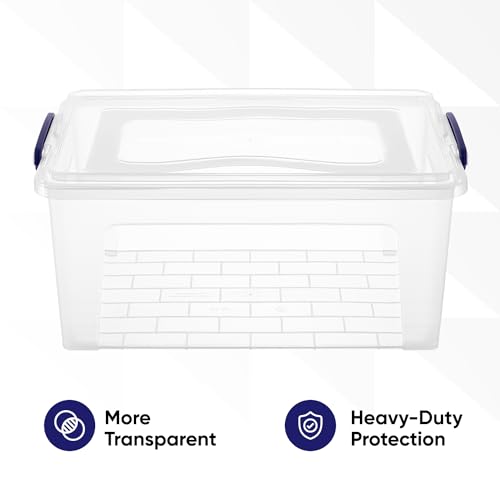 Image of Superio Storage Bins with Lids, Clear Plastic Containers for Organizing, Stackable Totes, BPA Free, Odor Free, Organizer Boxes for Home, and Dorm (2 Pack, 28.5 Qt)