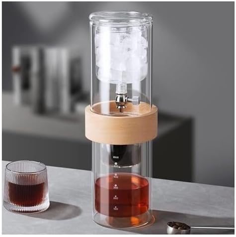 Cold Brew Drip Tower Coffee Maker, Reusable Glass Pot with Adjustable Dripper, Perfect for Home Office, Rich Cold Brew
