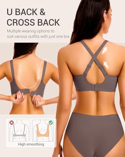 Image of Gailife Deep V Jelly Bras for Women No Underwire Wireless Seamless Push Up Bra Comfort Support Plunge Bralette Full Coverage