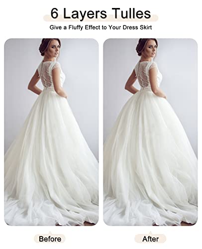 Meilimiyu Hoopless Petticoat Crinoline Underskirt Skirt 6 Layers Floor Length Ball Gown Petticoat Underskirt Slip For Wedding Dress #TOP4