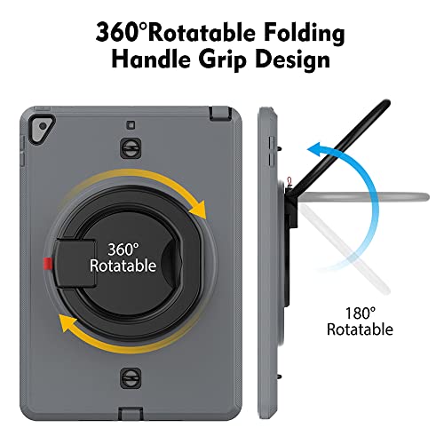 Case for iPad 9/8/7 2021/2020/2019 10.2 Inch Handheld Flat Shell Shockproof and Robust with 360° Folding Rotating Stand - Image 3
