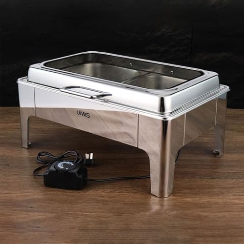 Set di scaldavivande – Design con bordo arrotolato, finitura a specchio per buffet, feste ed eventi, sicuro per servire