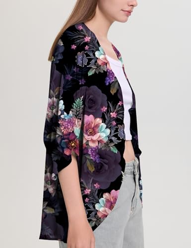 Image of Chunoy Women Short Sleeve Chiffon Kimono Beach Swimsuit Cover Up