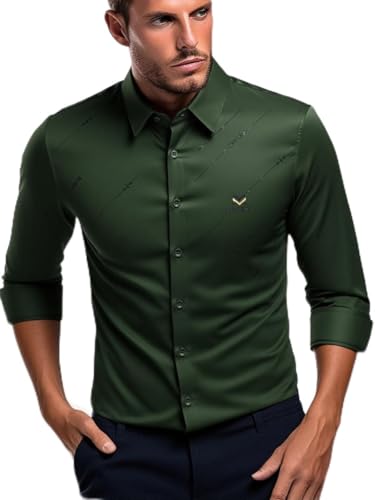 Image of IndoPrimo Men's Premium Satin Shirt for Party, Formal & Casual Wear - Stylish Designer Full Sleeve Shirt for Men