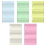 Colorful 6-Hole Ruled Refills Inserts, 5-Color Loose Leaf Planner Filler Paper for Personal Size Organizer Binder, 50 Sheets/100 Pages,Lined