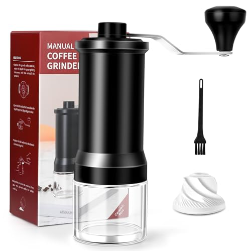 Handkaffeemühle, Manuelle Handkaffeemühle mit geradem Griff 30-Stufig Einstellbar für French Press, Drip, Espresso mit Montage Konsistenz Edelstahl konische Gratmühle, 25g Kapazität